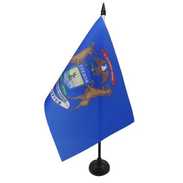 DRAPEAU DE TABLE MICHIGAN 21x14cm - PETIT DRAPEAUX DE BUREAU ETAT AMÉRICAIN - USA - ETATS-UNIS 14 x 21 cm