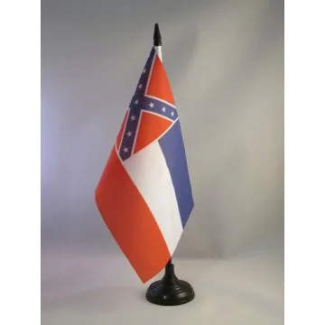 DRAPEAU DE TABLE MISSISSIPPI 21x14cm - PETIT DRAPEAUX DE BUREAU ETAT AMÉRICAIN - USA - ETATS-UNIS 14 x 21 cm