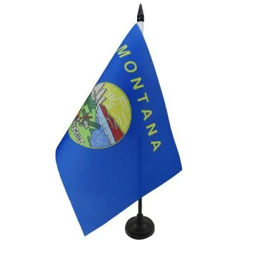 DRAPEAU DE TABLE MONTANA 21x14cm - PETIT DRAPEAUX DE BUREAU ETAT AMÉRICAIN - USA - ETATS-UNIS 14 x 21 cm