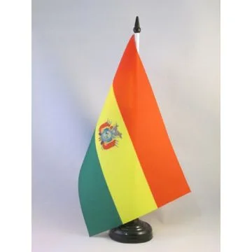 DRAPEAU DE TABLE BOLIVIE 21x14cm - PETIT DRAPEAUX DE BUREAU BOLIVIEN 14 x 21 cm