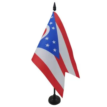 DRAPEAU DE TABLE OHIO 21x14cm - PETIT DRAPEAUX DE BUREAU ETAT AMÉRICAIN - USA - ETATS-UNIS 14 x 21 cm