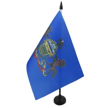DRAPEAU DE TABLE PENNSYLVANIE 21x14cm - PETIT DRAPEAUX DE BUREAU ETAT AMÉRICAIN - USA - ETATS-UNIS 14 x 21 cm