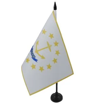 DRAPEAU DE TABLE RHODE ISLAND 21x14cm - PETIT DRAPEAUX DE BUREAU ETAT AMÉRICAIN - USA - ETATS-UNIS 14 x 21 cm