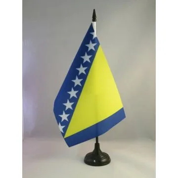 DRAPEAU DE TABLE BOSNIE-HERZÉGOVINE 21x14cm - PETIT DRAPEAUX DE BUREAU BOSNIAQUE 14 x 21 cm