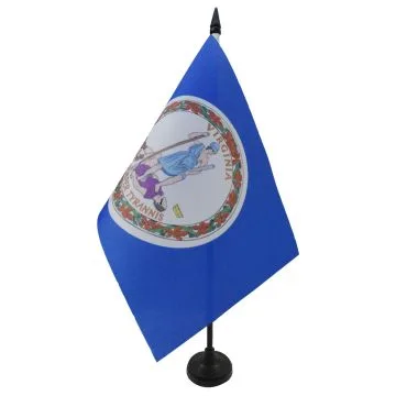 DRAPEAU DE TABLE VIRGINIE 21x14cm - PETIT DRAPEAUX DE BUREAU ETAT AMÉRICAIN - USA - ETATS-UNIS 14 x 21 cm