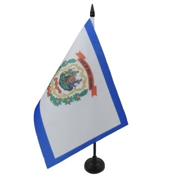 DRAPEAU DE TABLE VIRGINIE OCCIDENTALE 21x14cm - PETIT DRAPEAUX DE BUREAU ETAT AMÉRICAIN - USA - ETATS-UNIS 14 x 21 cm
