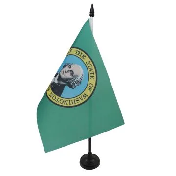DRAPEAU DE TABLE WASHINGTON 21x14cm - PETIT DRAPEAUX DE BUREAU ETAT AMÉRICAIN - USA - ETATS-UNIS 14 x 21 cm