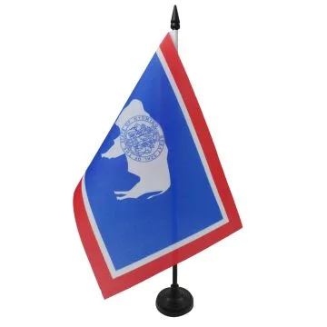 DRAPEAU DE TABLE WYOMING 21x14cm - PETIT DRAPEAUX DE BUREAU ETAT AMÉRICAIN - USA - ETATS-UNIS 14 x 21 cm