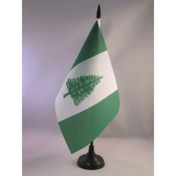 DRAPEAU DE TABLE ÎLE NORFOLK 21x14cm - PETIT DRAPEAUX DE BUREAU AUSTRALIEN - AUSTRALIE 14 x 21 cm