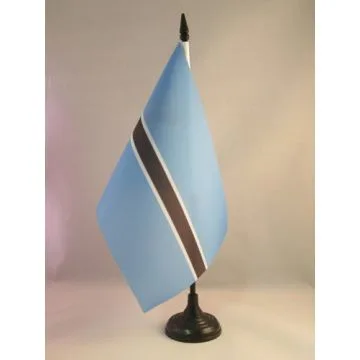DRAPEAU DE TABLE BOTSWANA 21x14cm - PETIT DRAPEAUX DE BUREAU BOTSWANAIS 14 x 21 cm