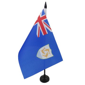 DRAPEAU DE TABLE ANGUILLA 21x14cm - PETIT DRAPEAUX DE BUREAU ANGUILLAIS 14 x 21 cm