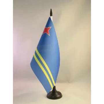 DRAPEAU DE TABLE ARUBA 21x14cm - PETIT DRAPEAUX DE BUREAU ARUBAIS 14 x 21 cm