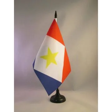 DRAPEAU DE TABLE SABA 21x14cm - PETIT DRAPEAUX DE BUREAU NÉERLANDAIS - PAYS-BAS 14 x 21 cm