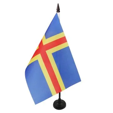 DRAPEAU DE TABLE ALAND 21x14cm - PETIT DRAPEAUX DE BUREAU ALAND - FINLANDE 14 x 21 cm