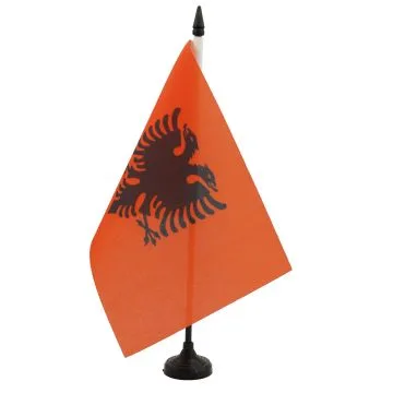 DRAPEAU DE TABLE ALBANIE 21x14cm - PETIT DRAPEAUX DE BUREAU ALBANAIS 14 x 21 cm