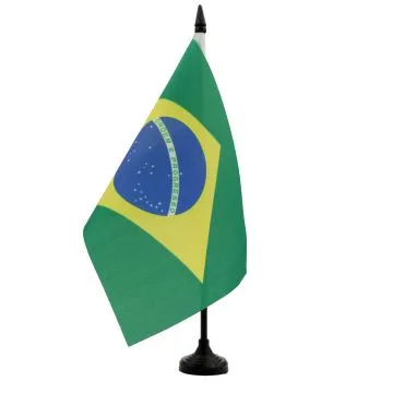 DRAPEAU DE TABLE BRÉSIL 21x14cm - PETIT DRAPEAUX DE BUREAU BRÉSILIEN 14 x 21 cm