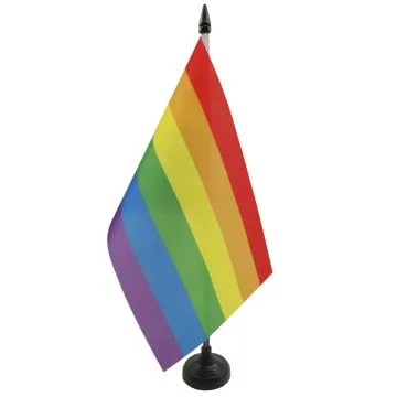 DRAPEAU DE TABLE ARC-EN-CIEL 21x14cm - PETIT DRAPEAUX 14 x 21 cm GAY - RAINBOW FLAG - Bureau