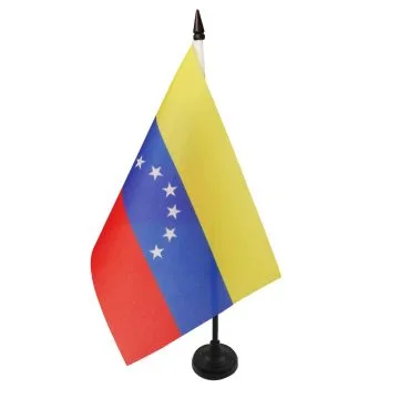 DRAPEAU DE TABLE VENEZUELA ANCIEN 21x14cm - PETIT DRAPEAUX DE BUREAU VÉNÉZUELIEN 14 x 21 cm