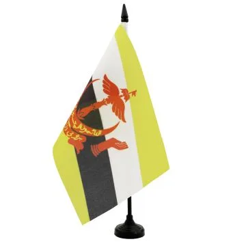 DRAPEAU DE TABLE BRUNEI 21x14cm - PETIT DRAPEAUX DE BUREAU BRUNÉIEN 14 x 21 cm