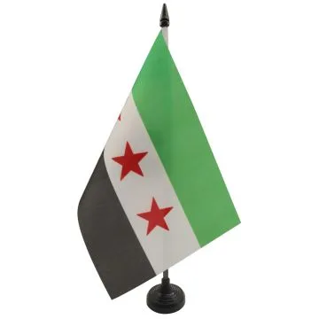 DRAPEAU DE TABLE SYRIE - ARMÉE SYRIENNE LIBRE  21x14cm - PETIT DRAPEAUX DE BUREAU SYRIEN 14 x 21 cm