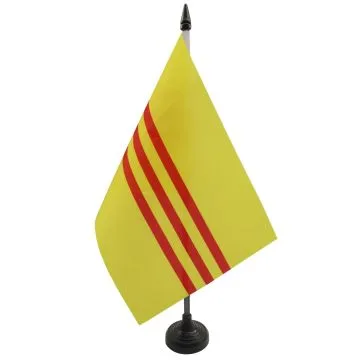 DRAPEAU DE TABLE SUD VIETNAM 21x14cm - PETIT DRAPEAUX DE BUREAU VIETNAMIEN - VIET NAM DU SUD 14 x 21 cm