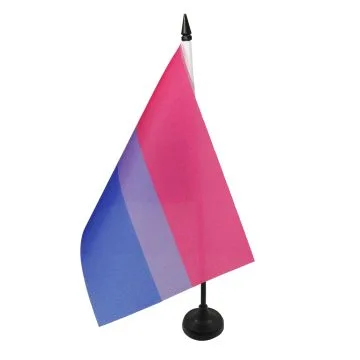 DRAPEAU DE TABLE BISEXUEL 21x14cm - PETIT DRAPEAUX DE BUREAU BISEXUEL - ARC EN CIEL - RAINBOW 14 x 21 cm