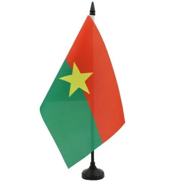 DRAPEAU DE TABLE BURKINA FASO 21x14cm - PETIT DRAPEAUX DE BUREAU BURKINABAIS 14 x 21 cm