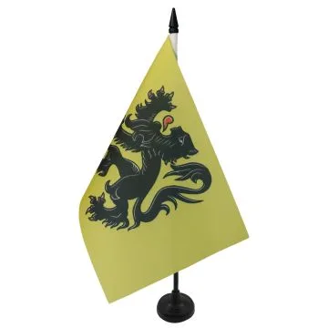 DRAPEAU DE TABLE FLANDRE 21x14cm - PETIT DRAPEAUX DE BUREAU FLAMAND - FLANDRES - BELGIQUE 14 x 21 cm