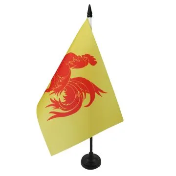 DRAPEAU DE TABLE WALLONIE 21x14cm - PETIT DRAPEAUX DE BUREAU WALLON - BELGIQUE 14 x 21 cm