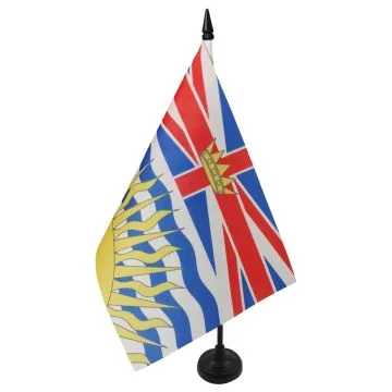 DRAPEAU DE TABLE COLOMBIE-BRITANNIQUE 21x14cm - PETIT DRAPEAUX DE BUREAU CANADIEN - CANADA 14 x 21 cm
