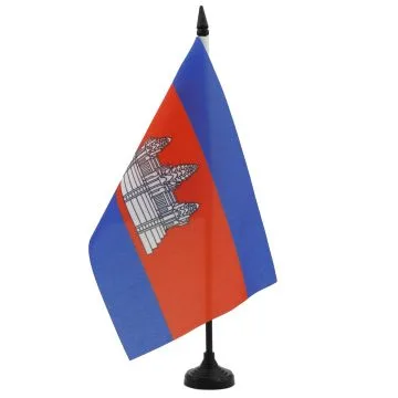 DRAPEAU DE TABLE CAMBODGE 21x14cm - PETIT DRAPEAUX DE BUREAU CAMBODGIEN 14 x 21 cm