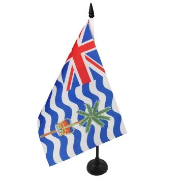 DRAPEAU DE TABLE TERRITOIRES BRITANNIQUES DE L\'OCÉAN INDIEN 21x14cm - PETIT DRAPEAUX DE BUREAU BRITANNIQUE 14 x 21 cm