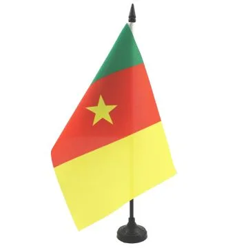 DRAPEAU DE TABLE CAMEROUN 21x14cm - PETIT DRAPEAUX DE BUREAU CAMEROUNAIS 14 x 21 cm