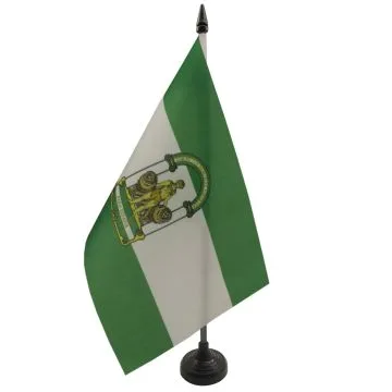 DRAPEAU DE TABLE ANDALOUSIE 21x14cm - PETIT DRAPEAUX DE BUREAU ANDALOUS - ANDALUCIA - ESPAGNE 14 x 21 cm