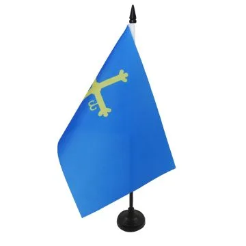 DRAPEAU DE TABLE ASTURIES 21x14cm - PETIT DRAPEAUX DE BUREAU DE ASTURIAS - ESPAGNE 14 x 21 cm