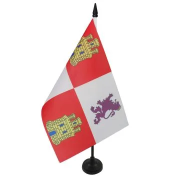 DRAPEAU DE TABLE CASTILLE-ET-LEON 21x14cm - PETIT DRAPEAUX DE BUREAU DE CASTILLA Y LEÓN - ESPAGNE 14 x 21 cm