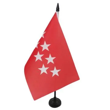 DRAPEAU DE TABLE COMMUNAUTÉ DE MADRID 21x14cm - PETIT DRAPEAUX DE BUREAU MADRILÈNE - ESPAGNE 14 x 21 cm