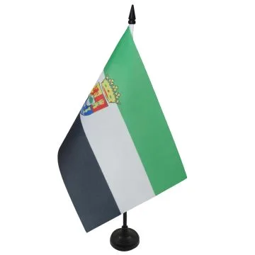 DRAPEAU DE TABLE ESTRÉMADURE 21x14cm - PETIT DRAPEAUX DE BUREAU DE EXTREMADURA - ESPAGNE 14 x 21 cm
