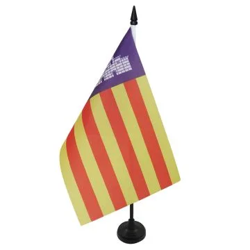 DRAPEAU DE TABLE MAYORQUE 21x14cm - PETIT DRAPEAUX DE BUREAU DE MALLORCA - ESPAGNE 14 x 21 cm