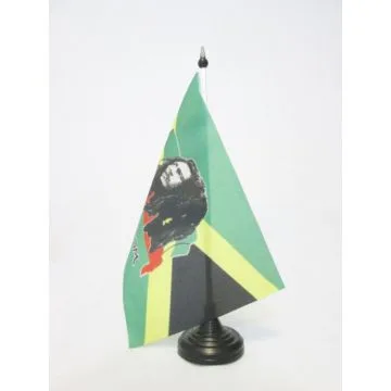 DRAPEAU DE TABLE BOB MARLEY 21x14cm - PETIT DRAPEAUX DE BUREAU JAMAÏCAIN - JAMAÏQUE 14 x 21 cm