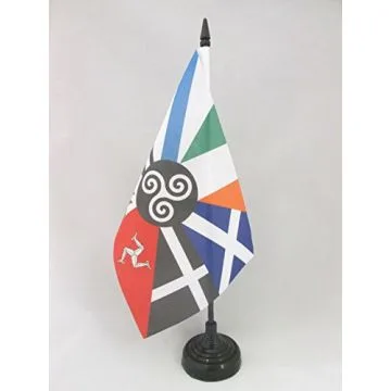 DRAPEAU DE TABLE CELTIQUE MULTI 21x14cm - PETIT DRAPEAUX DE BUREAU CELTE - PAYS CELTES 14 x 21 cm