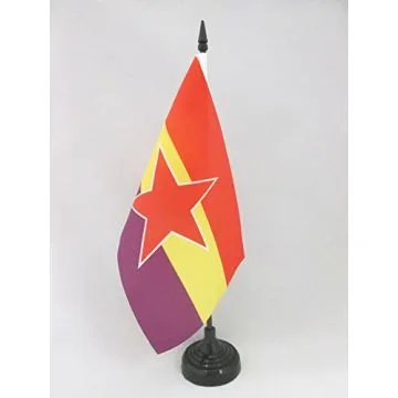 DRAPEAU DE TABLE ESPAGNE POPULAIRE RÉPUBLICAINE 21x14cm - PETIT DRAPEAUX DE BUREAU ESPAGNOL 14 x 21 cm