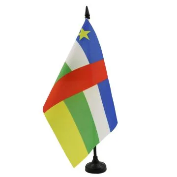 DRAPEAU DE TABLE CENTRAFRIQUE 21x14cm - PETIT DRAPEAUX DE BUREAU CENTRAFRICAIN 14 x 21 cm