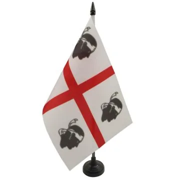 DRAPEAU DE TABLE SARDAIGNE 21x14cm - PETIT DRAPEAUX DE BUREAU SARDE - ITALIE 14 x 21 cm