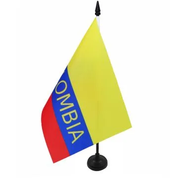 DRAPEAU DE TABLE COLOMBIE 21x14cm - PETIT DRAPEAUX DE BUREAU COLOMBIEN 14 x 21 cm