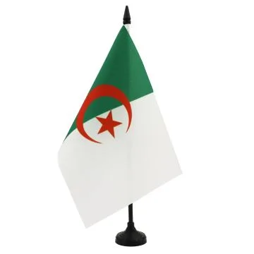 DRAPEAU DE TABLE ALGÉRIE 21x14cm - PETIT DRAPEAUX DE BUREAU ALGÉRIEN 14 x 21 cm