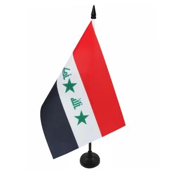 Drapeau de table Irak Ancien 2004-2008 21x14cm - PETIT Drapeaux DE BUREAU irakien 14 x 21 cm