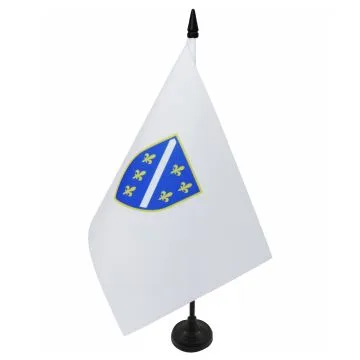 DRAPEAU DE TABLE BOSNIE-HERZÉGOVINE 1992-1998 21x14cm - PETIT DRAPEAUX DE BUREAU BOSNIEN ANCIEN 14 x 21 cm