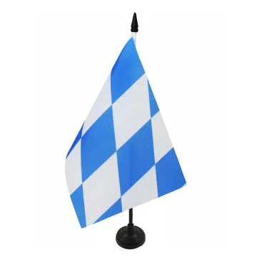 DRAPEAU DE TABLE BAVIÈRE 21x14cm - PETIT DRAPEAUX DE BUREAU BAVAROIS - ALLEMAGNE 14 x 21 cm