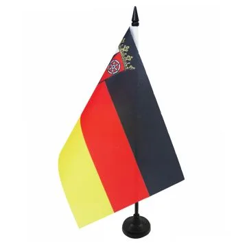 DRAPEAU DE TABLE RHÉNANIE-PALATINAT 21x14cm - PETIT DRAPEAUX DE BUREAU RHEINLAND-PFALZ - LAND ALLEMAGNE 14 x 21 cm